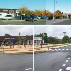 place et nouvelle centralité de l'entrée de ville réaménagée - Lannemezan (65, réalisation des travaux: Ville)