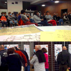 réunion publique & panneaux d'exposition, étude de programmation urbaine sur la ville haute à la Salvetat-sur-Agout (34)