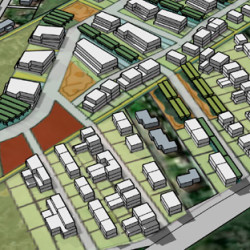 vue 3D proposée pour le nouveau quartier - Pins-Justaret (31)