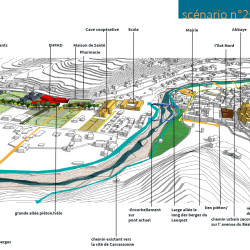 vue 3D d'un des scénarios - étude de recomposition urbaine à Saint-Hilaire (11)