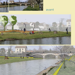 aménagement des bords de l'Echez après abattage des platanes malades - étude de requalification des espaces publics arborés à Maubourguet (65)