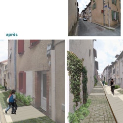 vues 1 & 2 de la rue de la Bertuyé - étude de stratégie végétale à Réalmont (81)